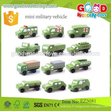 Vente en gros de véhicules militaires en bois dur OEM kids mini voiture jouets véhicules militaires EZ5081